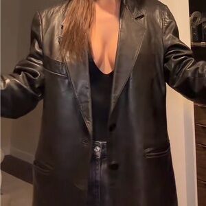 Genuine Leather Oversized Danier Blazer Black